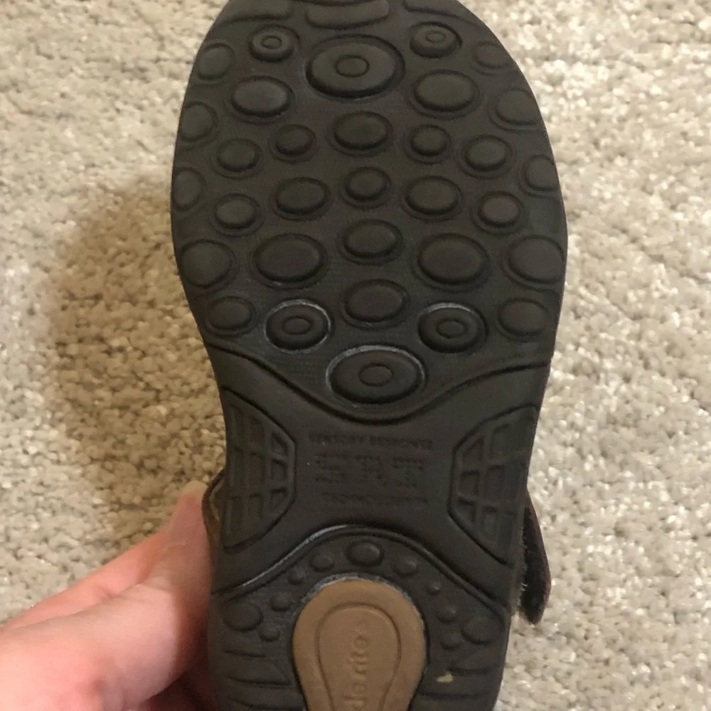 Stride Rite Harper Boys Basket Weave Brown Summer Leather Sandals Sz 5 Toddler